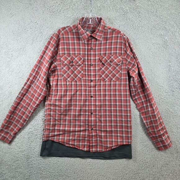 VERTX Men's Plaid Red Gray Guardian Tactical Snap Button Shirt Size M - Picture 1 of 13